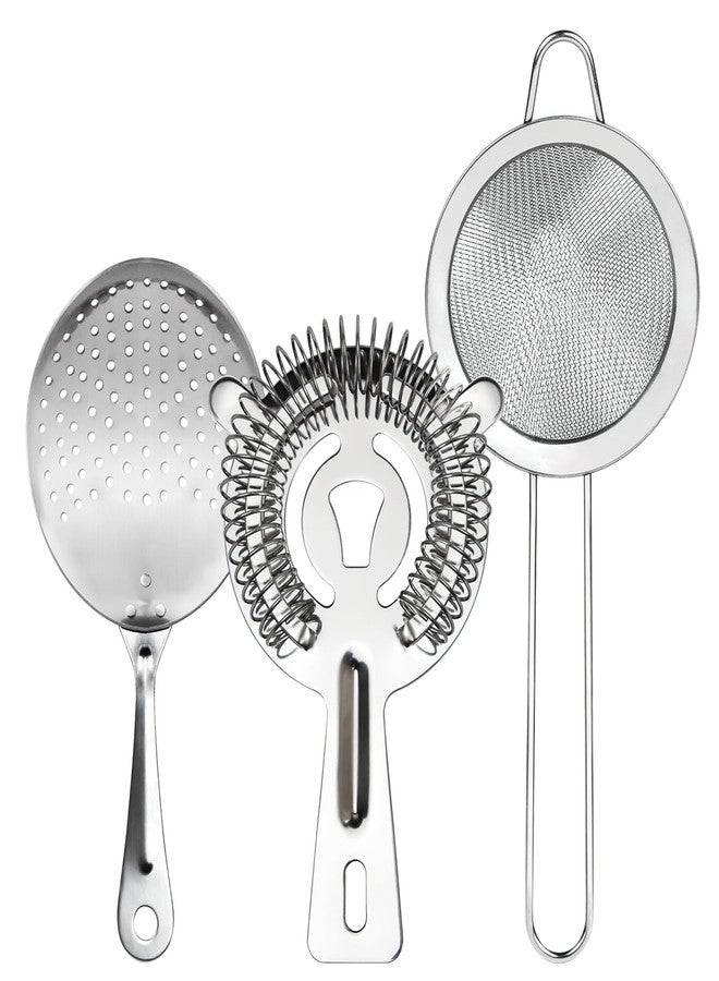 Almagic 3-IN-1 Cocktail Strainer Set, Includes Julep, Hawthorne, Fine Mesh Strainer, Food Grade 304 Stainless Steel, Complete Set Covering All Cocktail Straining Techniques, Essential Home Bar Tools - Image 1